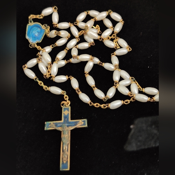 Vintage Enamel and Pearls Rosaries - Picture 7 of 10